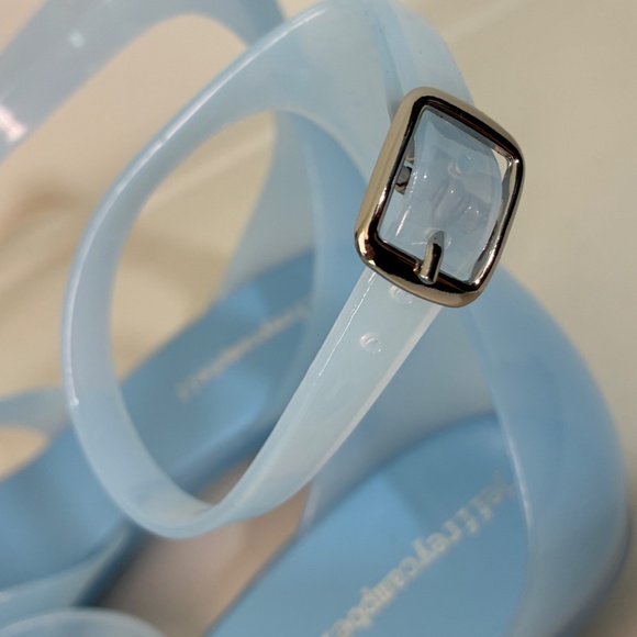 Jeffrey Campbell Blue Gummy-THG Ankle Wrap Kitten Heel Jelly Thong Sandals Sz 10 - Picture 4 of 11